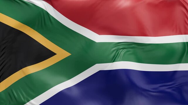 South Africa flag waving Seamless silk flag 3d animation slow motion Looping