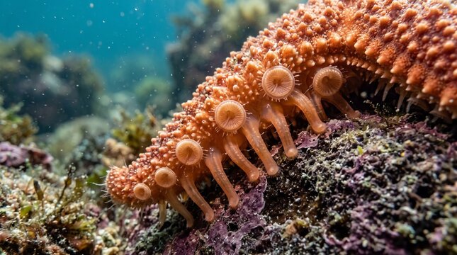 Starfish Tube Feet in Coral Reef