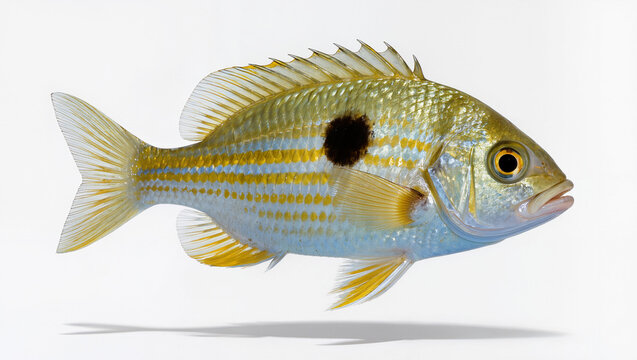 Isolated Pinfish marine fish on a white studio background
