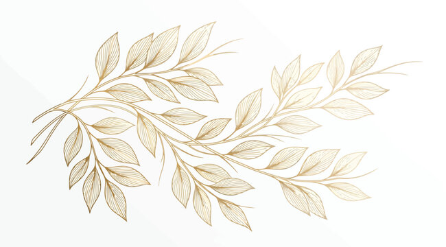 Elegant golden branch with leaves