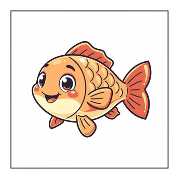 Cute cartoon goldfish vector illustration