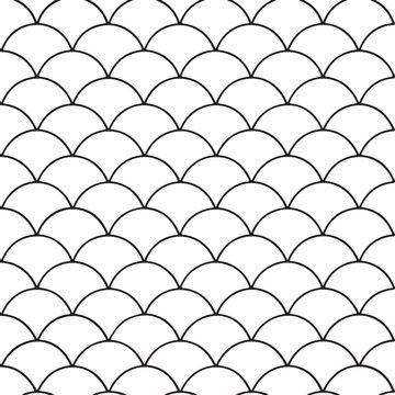 Simple black and white fish scale pattern design element