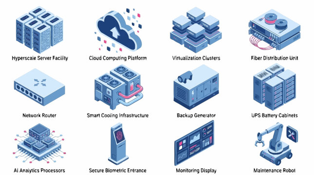 Isometric Technology Concepts and Business Solutions Icons.