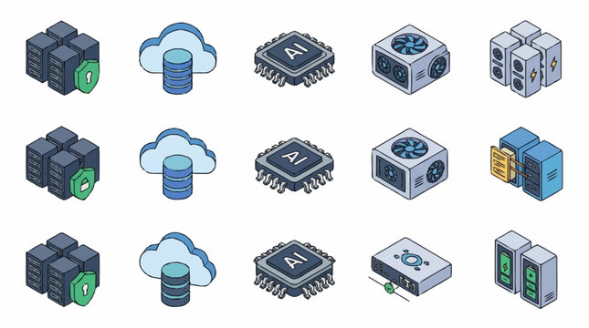 Isometric Technology Icons Set for Digital Design.