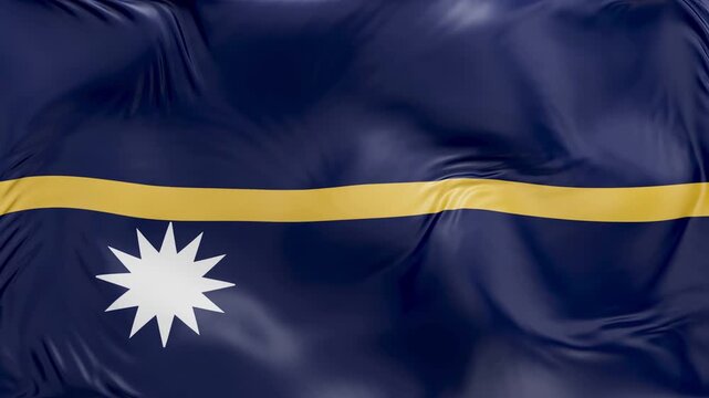 Nauru flag waving Seamless silk flag 3d animation slow motion Looping
