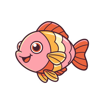 Cute cartoon goldfish vector illustration