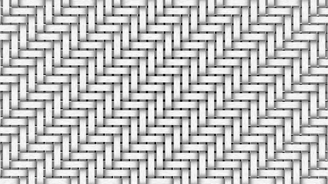 White woven pattern motion background with dynamic light effects and loop video.