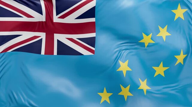 Tuvalu flag waving Seamless silk flag 3d animation slow motion Looping