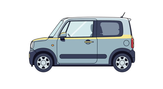 Side view of a modern compact city car illustration isolated on white background.