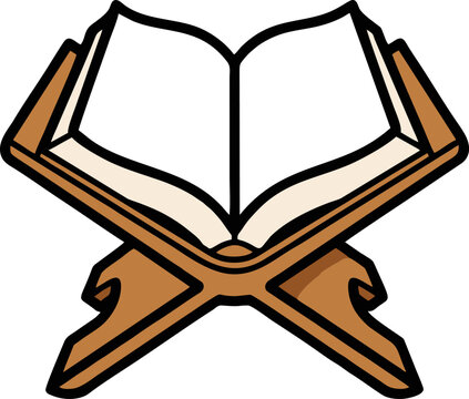 Religious Book Open on a Traditional Wooden Stand for Spiritual Study