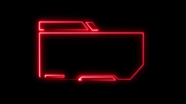 Futuristic neon red folder frame interface element animation.