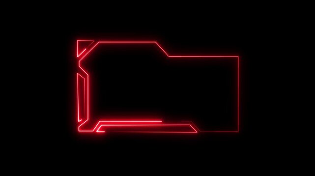 Abstract red folder hud element animation, tech digital template, futuristic ui interface.