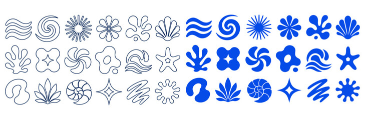 Fototapeta premium Set of y2k aesthetic abstract shapes and symbols