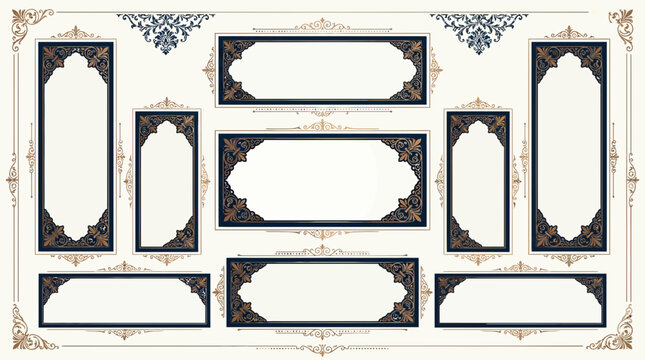 Elegant Blank Frames and Borders with Ornate Islamic Motifs