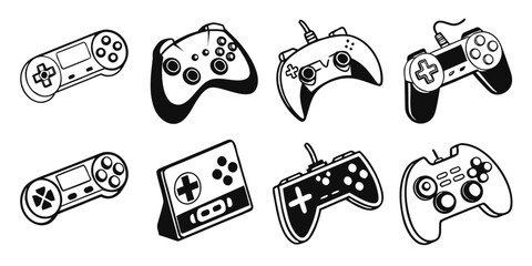 Set of 16 black silhouette gaming controller gaming controller black silhouette gamepad © Abu