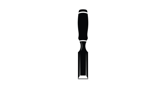 Black chisel tool silhouette against a white background silhouette