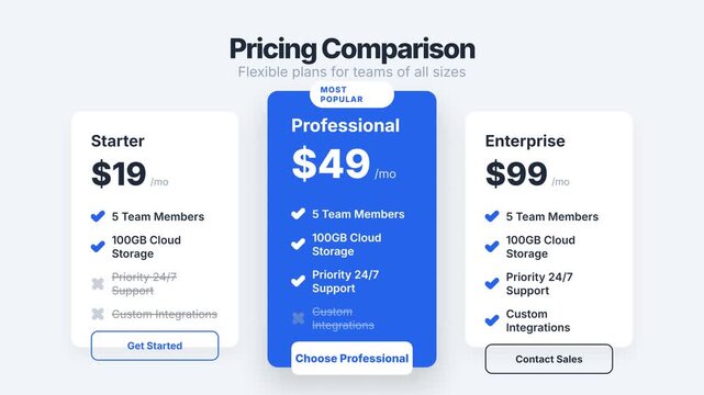 Pricing comparison, business plans and packages, flexible pricing for teams of all sizes, symbolizing financial planning and strategy