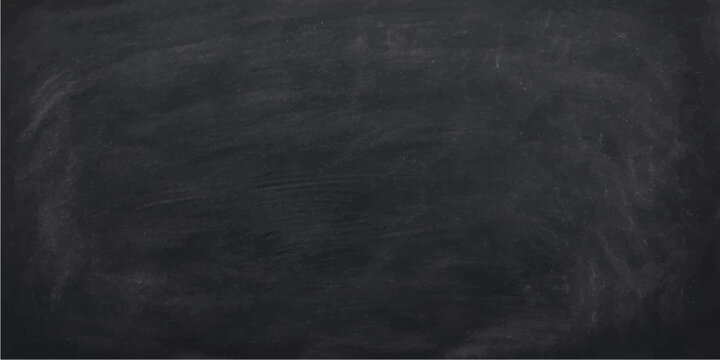 Vintage Black Chalkboard Background with White Chalk Frame Dark Grunge Texture on Aged Blackboard Wall Surface Blank School Wallpaper Backdrop and Distressed Chalk Design Mockup