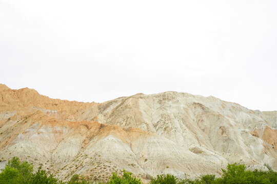 Real shot of loess erosion Danxia landform stratification gully soil mountain