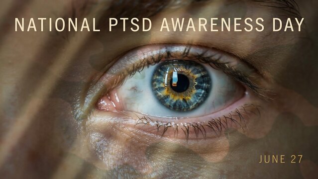 National PTSD awareness day concept with human eye symbolizing resilience hope and mental health awareness