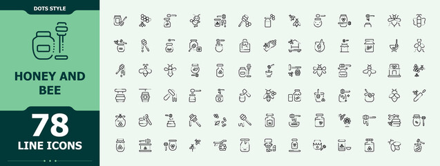 Honey And Bee line icon set. Beeswax minimalist vector collections. Modern vector illustration. Honeycomb icon set. Pixel perfect. Editable stroke. © icogrid
