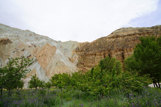 Real shot of loess erosion Danxia landform stratification gully soil mountain