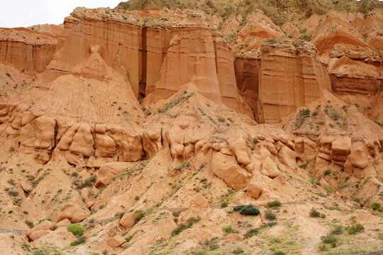 Real shot of loess erosion Danxia landform stratification gully soil mountain