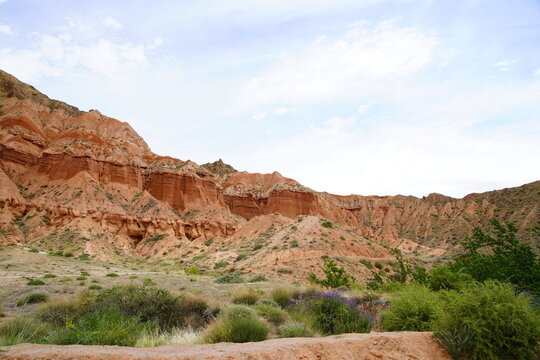 Real shot of loess erosion Danxia landform stratification gully soil mountain
