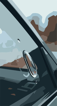 Abstract reflection in car mirror showing abstract landscape