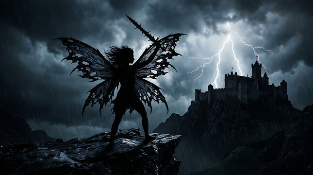 Dark fantasy creature with sword standing 1.