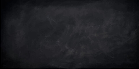 Grunge dark black chalkboard texture background with chalk dust, vintage aged empty blackboard wall surface, grey concrete board pattern backdrop © fart and poop
