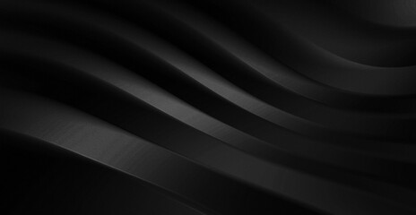 Fototapeta premium Premium monochrome abstract background with a black to dark gray gradient and a series of soft waves or curved layers that flow elegantly and harmoniously