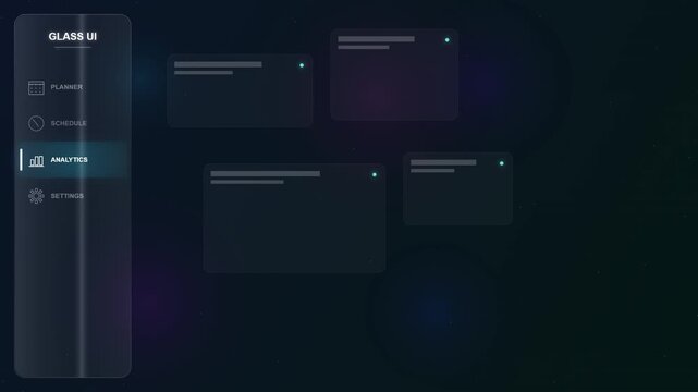 Glassmorphism UI Animation: Dashboard Navigation with Floating Cards