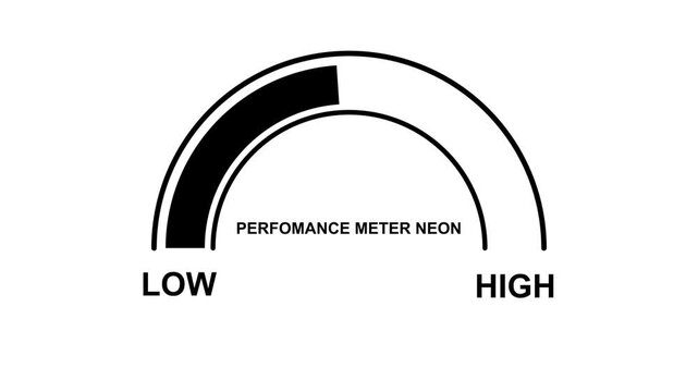 Speedometer Gauge with Moving Needle from Low to High Performance in Cinematic Motion