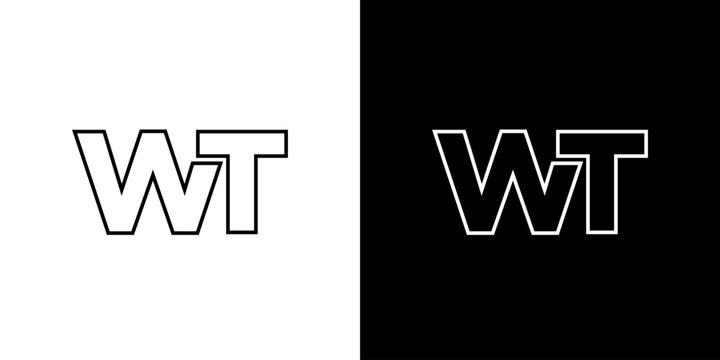 Letter W and T, WT logo design template. Minimal monogram initial based logotype.