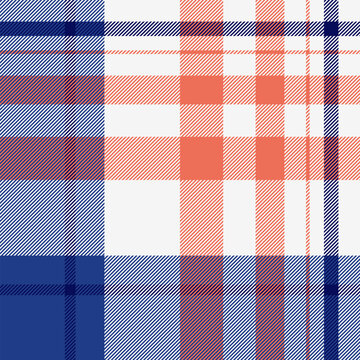 Nostalgia fabric pattern seamless, perfect texture textile plaid. Pop check tartan background vector in blue and white colors.