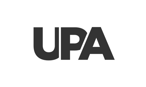 UPA logo design template with strong and modern bold text. Initial based vector logotype featuring simple and minimal typography. Trendy company identity.