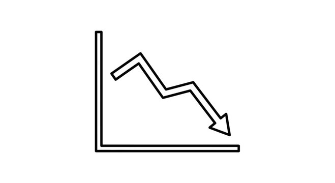 Downward Trend Graph Icon: Decline, Recession, Loss, Negative Growth, Stock Market Crash