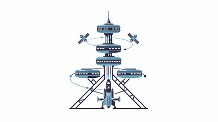 A futuristic space station floating in the dark void of deep outer space © Arisa
