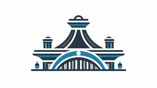 A flat vector illustration of a modern train station building