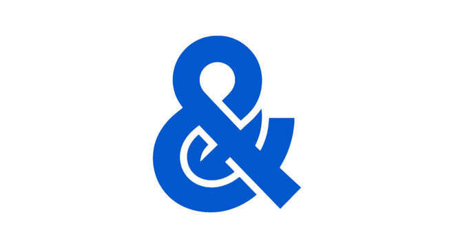 Modern blue ampersand symbol logo icon