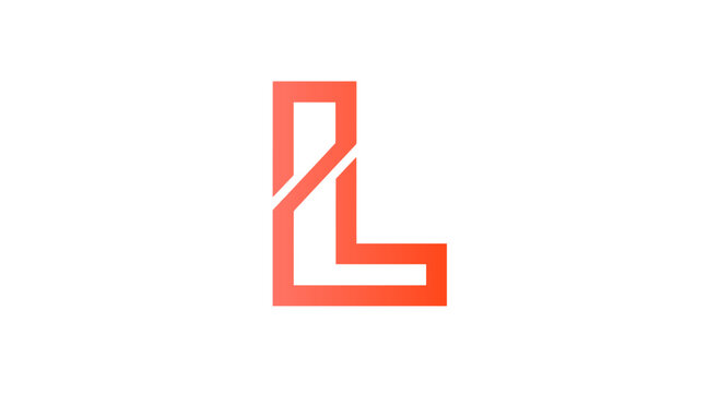 Modern red abstract letter l icon