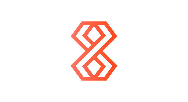 Modern abstract geometric red hexagon symbol