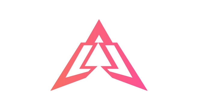 Pink abstract triangle logo with letter a design