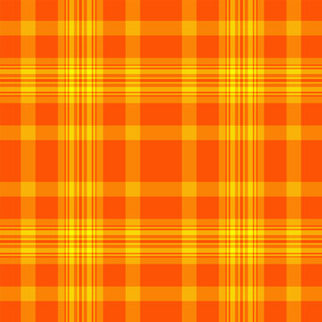 Creation seamless fabric background, bag texture tartan check. Arabic pattern vector plaid textile in bright and orange colors.
