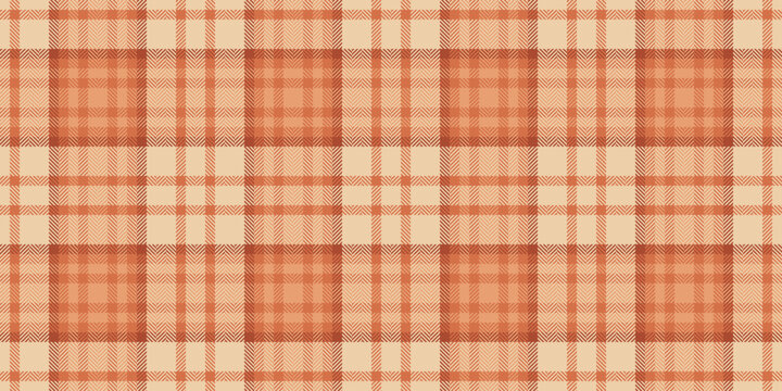 Furry seamless plaid pattern, hanukkah vector check background. December tartan texture fabric textile in orange and light colors.