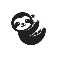 Black sloth hanging smiling isolated on white background, Vector, illustration © Emam Bodda