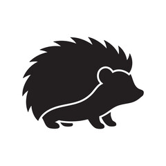 Black silhouette of a hedgehog isolated on white background, Vector, illustration © Emdad Bodda