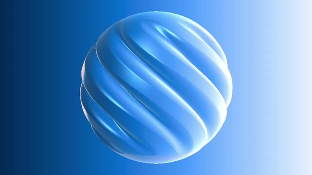 Abstract Blue Glossy 3D Sphere Rotation Loop Background
