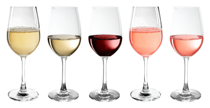 PNG Variety of elegant wine glasses on transparent background